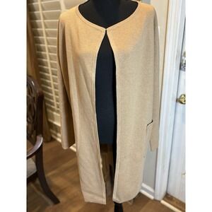 J. Crew Tan Mid-Length Cardigan Women's Size S Long Sleeve Pocket Knit Sweater